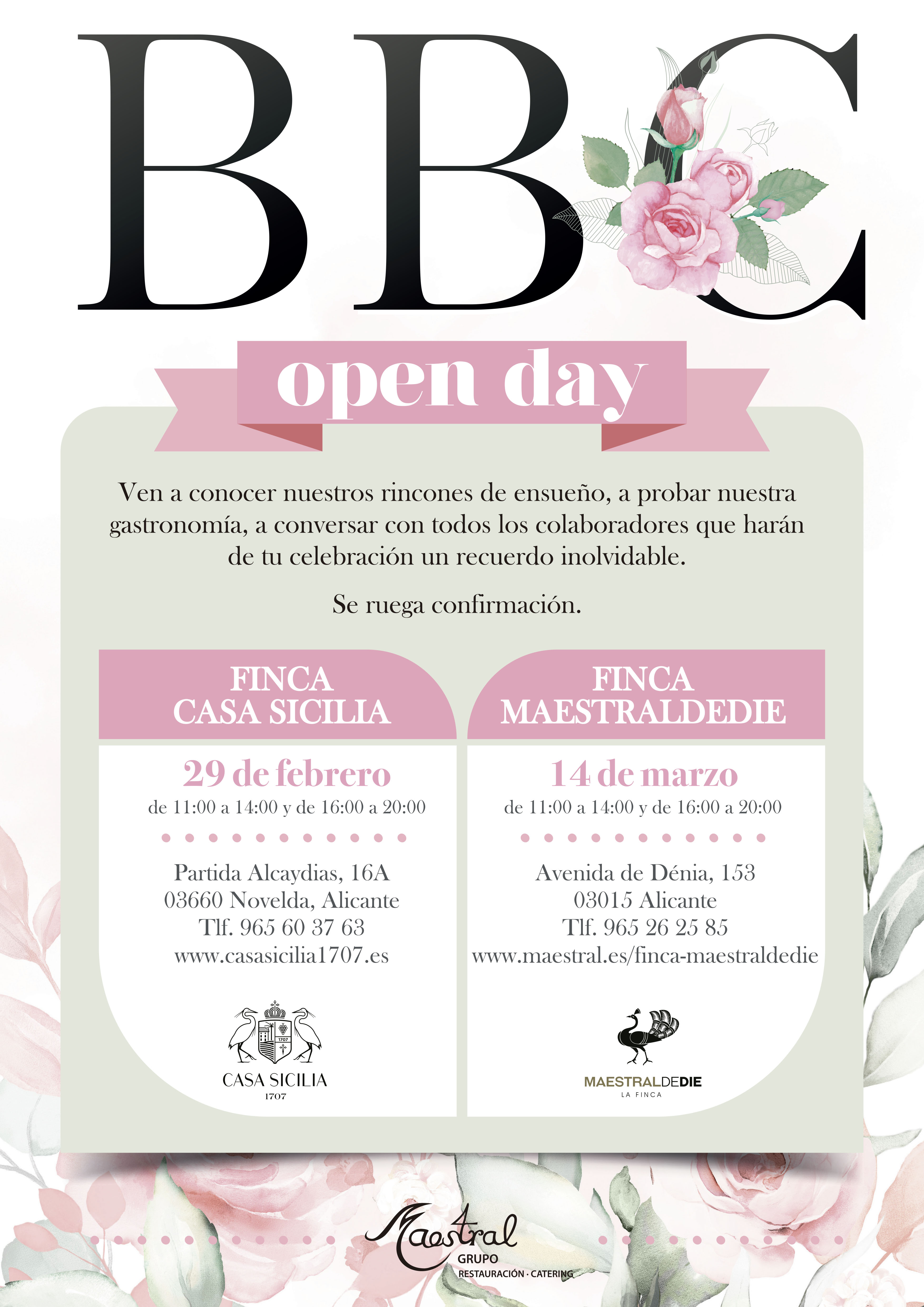 Cartel Open Day Casa Sicilia y Maestraldedie